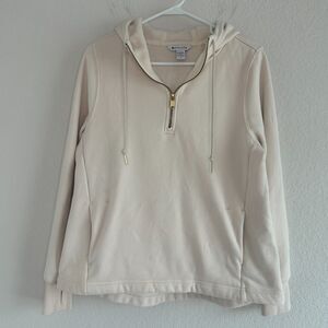 Athleta Cozy Karma 1/4 Zip Hoodie Top Chantilly Cream Sz Medium